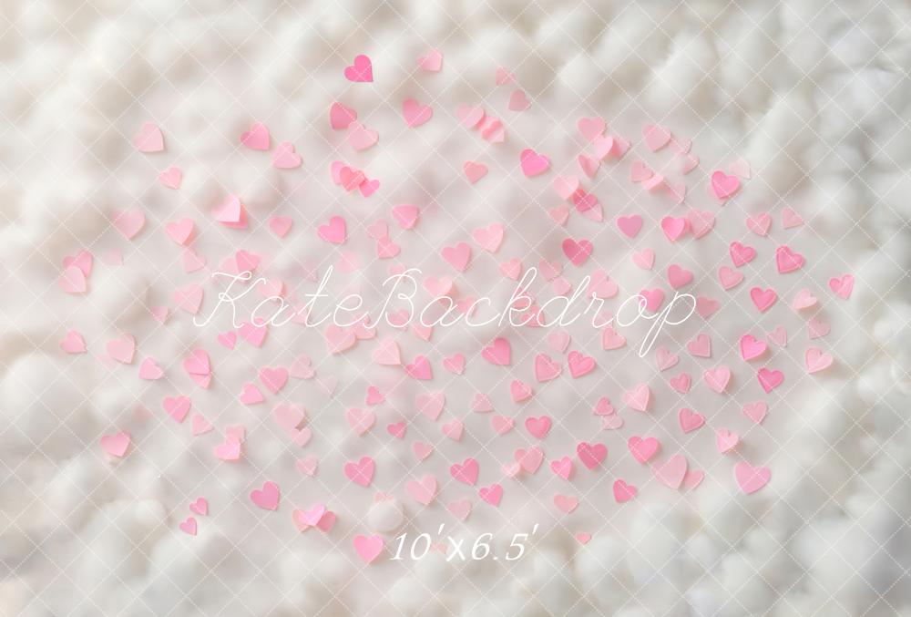 Kate Pink Hearts Cloudy Texture Fleece Backdrop Designed by Emetselch -UK