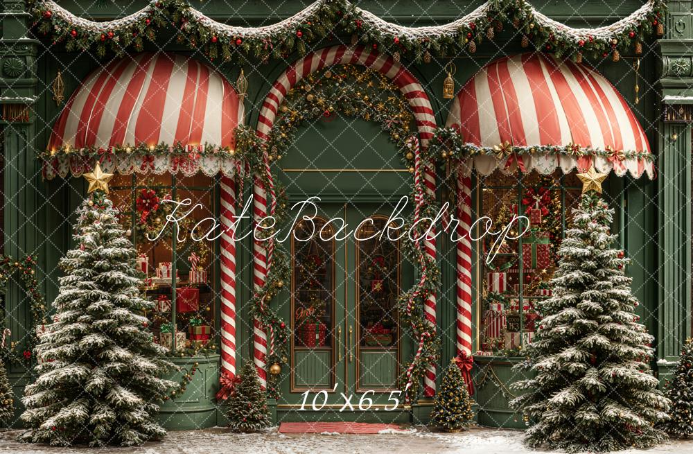 Kate Christmas Shop Front Snowy Trees Fleece Backdrop Designed by Emetselch -UK