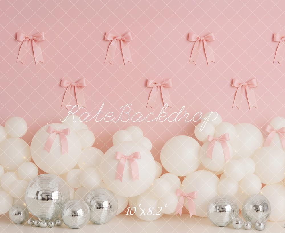 Kate Pink Wall Bows White Balloons Backdrop Designed by Patty Robert -UK