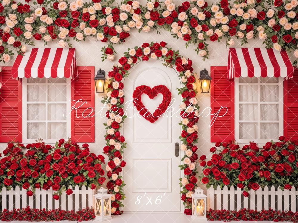 Kate Red Rose Cottage Striped Awning Backdrop Designed by Patty Robert