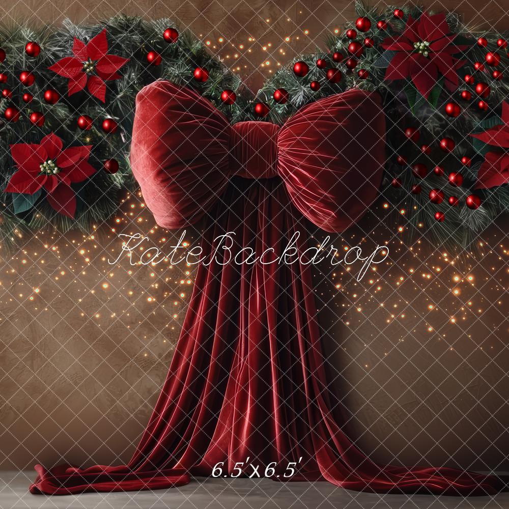 Kate Christmas Red Bow Garland Backdrop Designed by Mini MakeBelieve -UK