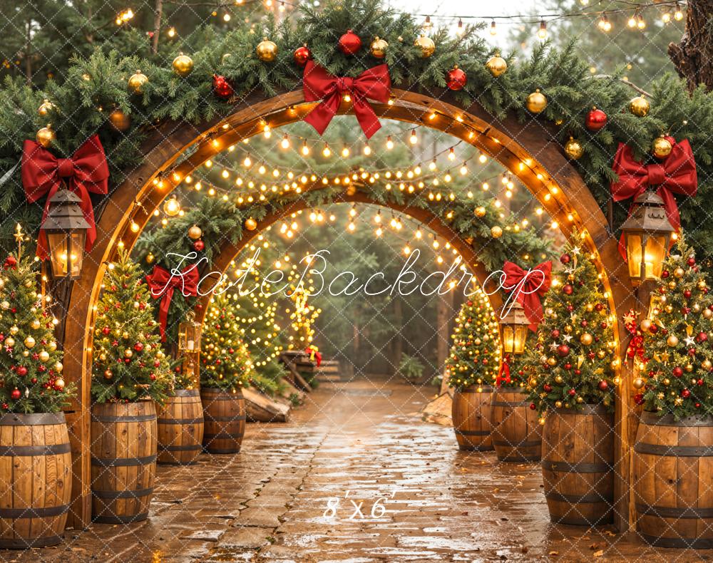 Kate Christmas Arch Garland Lights Fleece Backdrop Designed by Emetselch -UK