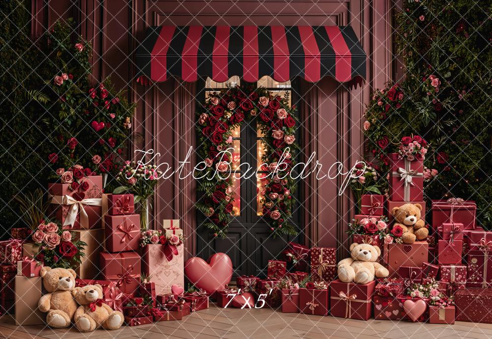 Kate Valentine's Day Rose Wreath Gift Teddy Bears Backdrop Designed by Emetselch