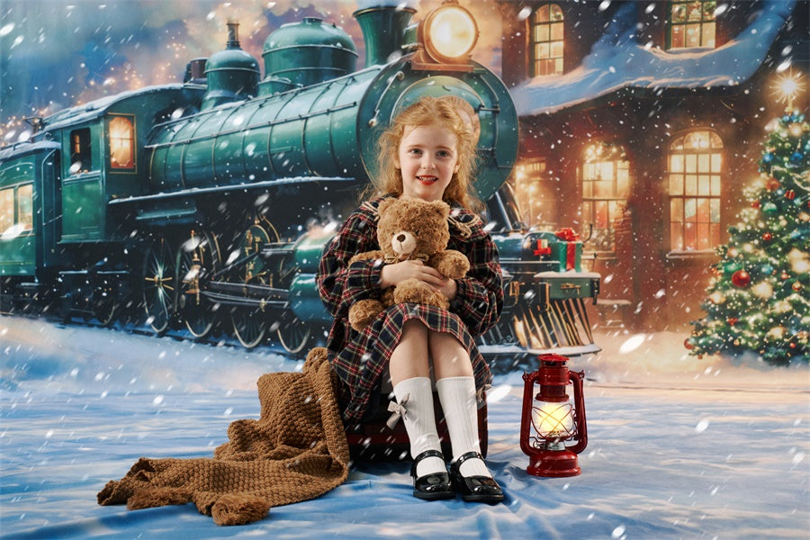 Kate Sweep Christmas Train Winter Snow Backdrop Designed by Chain Photography -UK