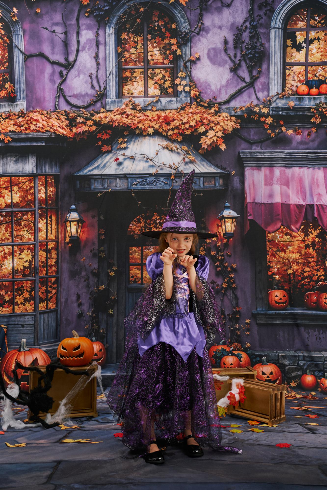 Kate Sweep Halloween Pumpkin Cottage Backdrop Designed by Emetselch -UK