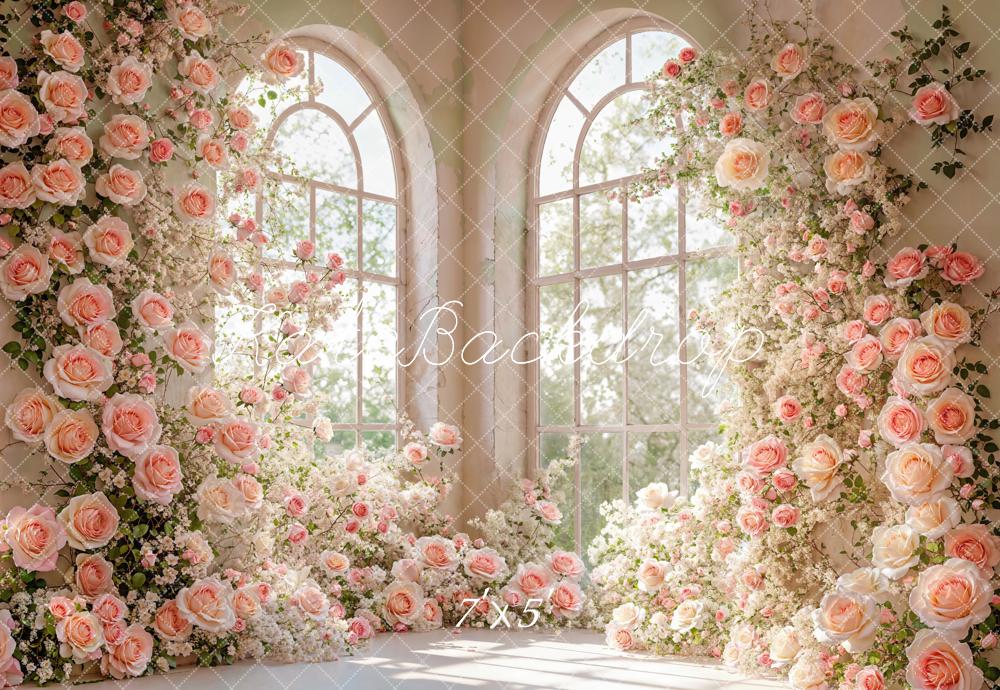 Kate Spring Room Corner Floral Arch Window Backdrop Designed by Emetselch