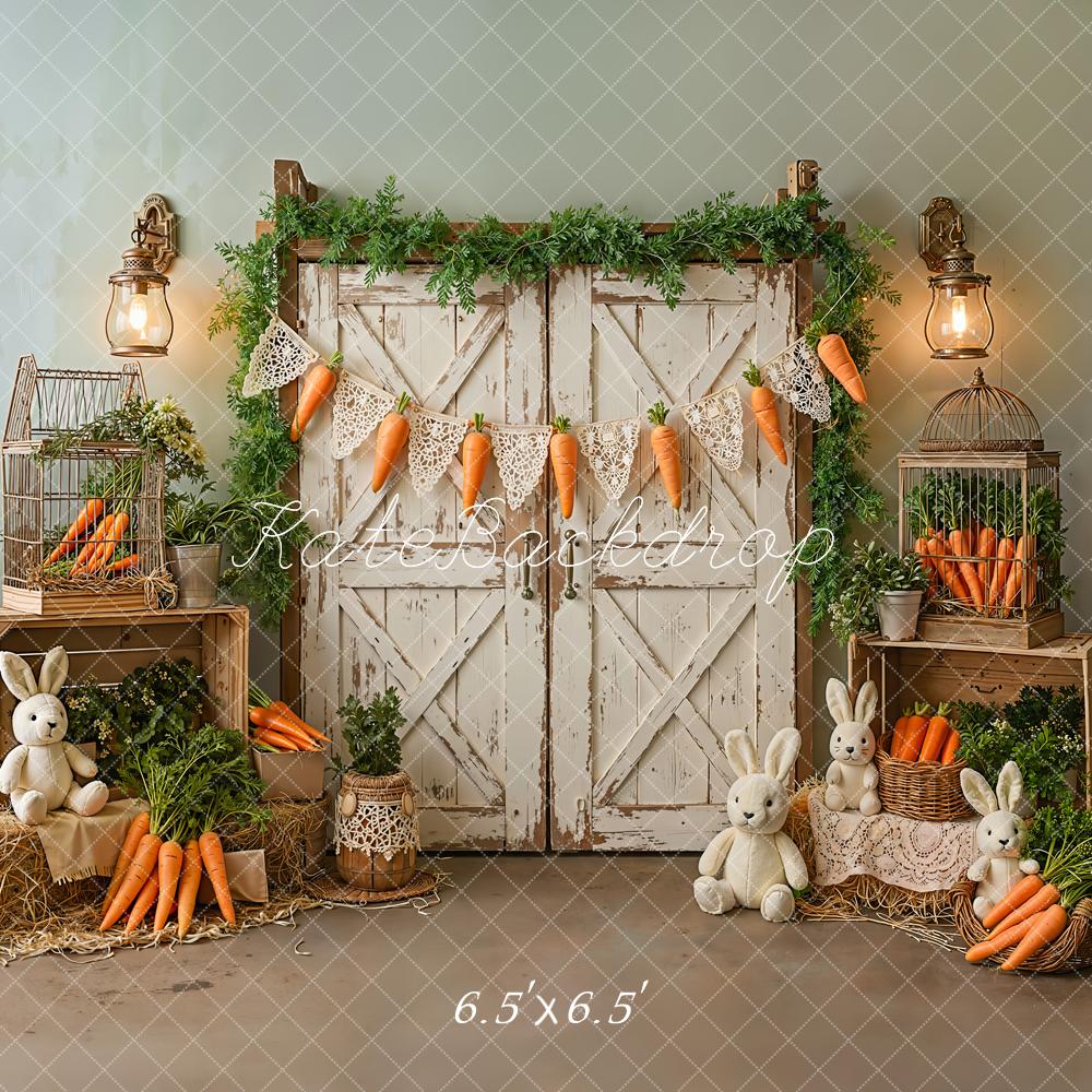 Kate Easter Bunny Carrots Greenery Backdrop Designed by Emetselch