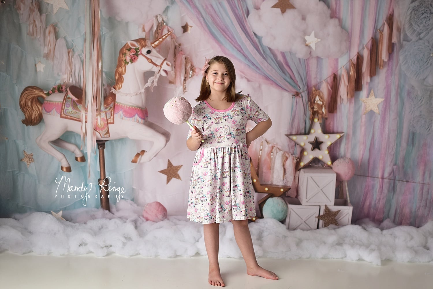 Lightning Deals Kate Unicorn Carousel Dreams Backdrop Designed by Mandy Ringe Photography -UK