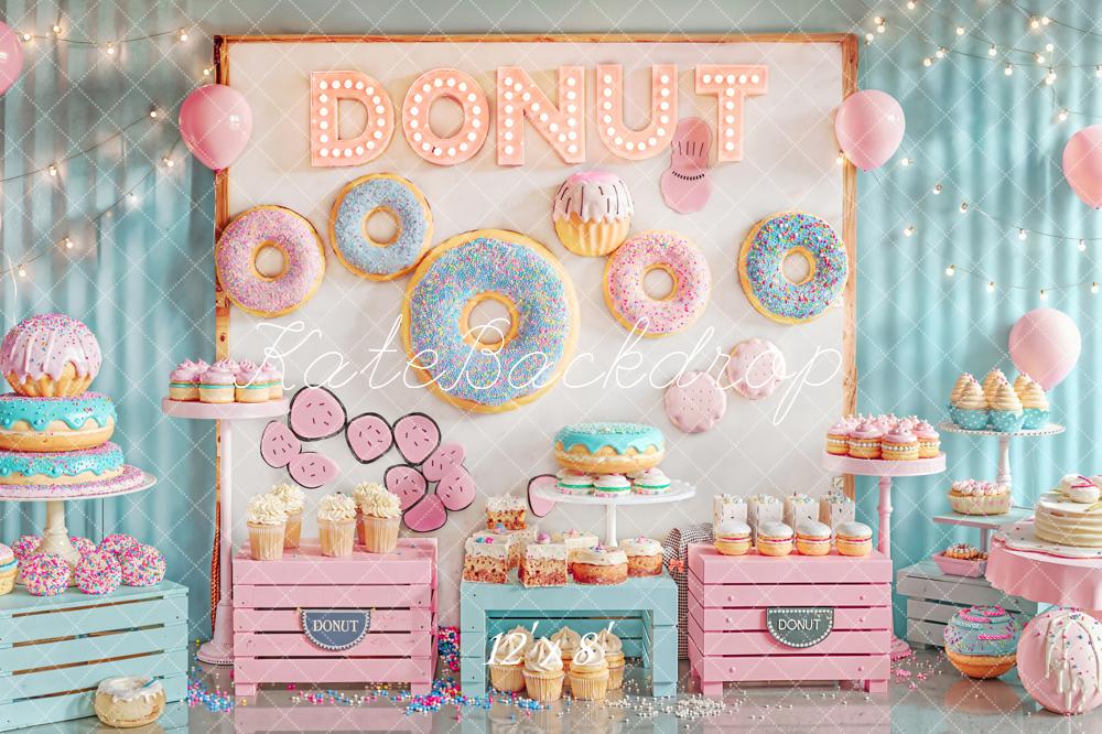 Kate Donut Cake Smash Pastel Sweets Fleece Backdrop Designed by Emetselch -UK