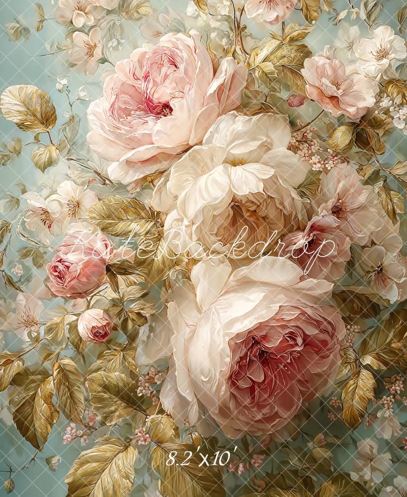 Kate Pastel Flower Roses Leaves Backdrop Designed by Emetselch