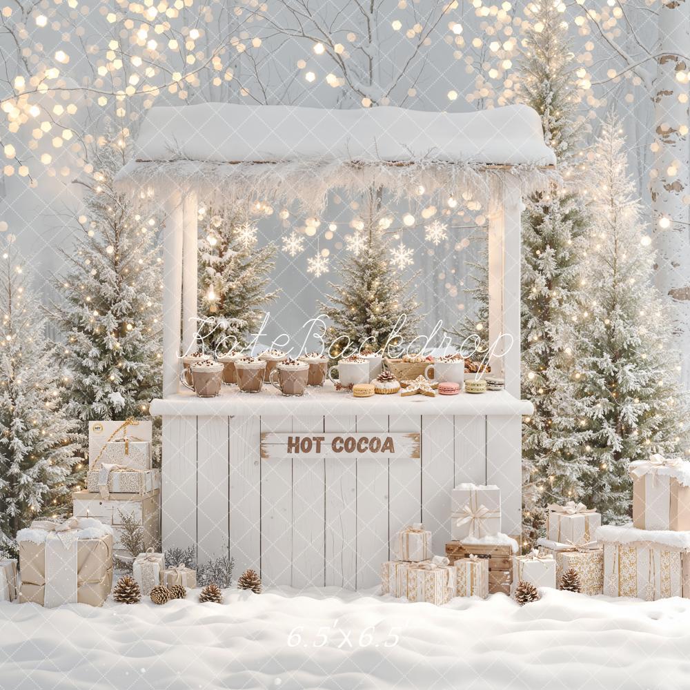 Kate Winter Hot Cocoa Stand Snowy Gifts Backdrop Designed by Emetselch
