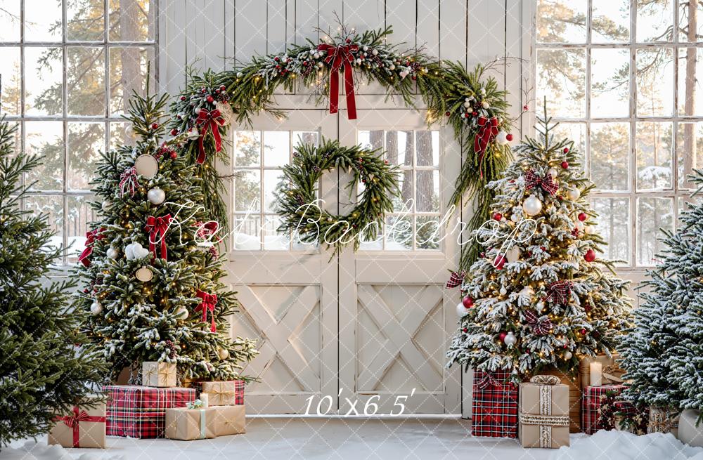 Kate Christmas Trees Arch Presents Rustic Backdrop Designed by Emetselch