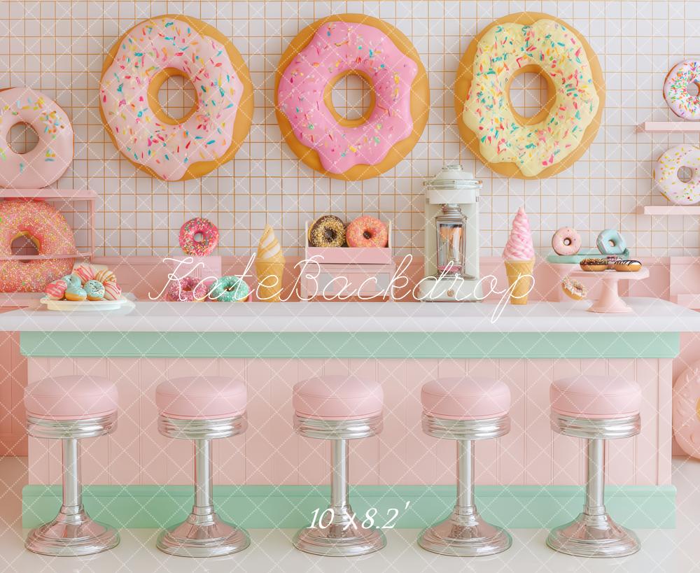 Kate Retro Diner Donuts Pastel Backdrop Designed by Patty Robert -UK