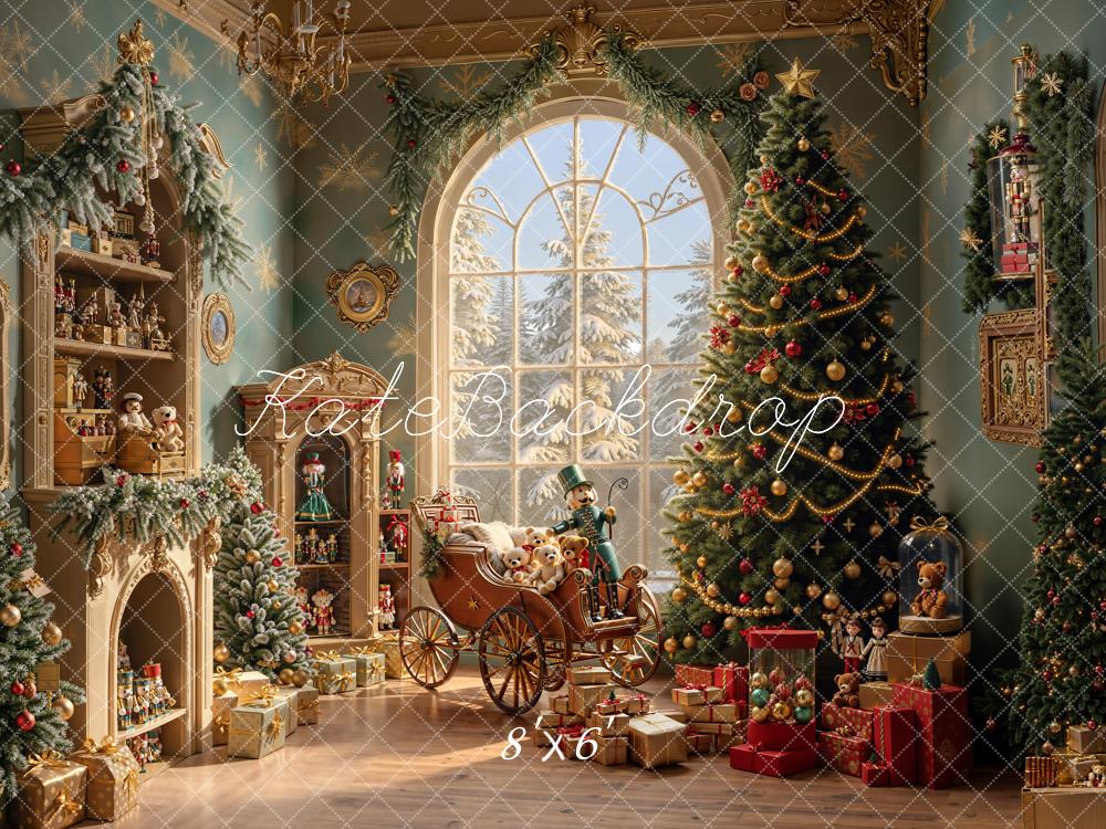 Kate Christmas Nutcracker Tree Vintage Room Fleece Backdrop Designed by Emetselch -UK