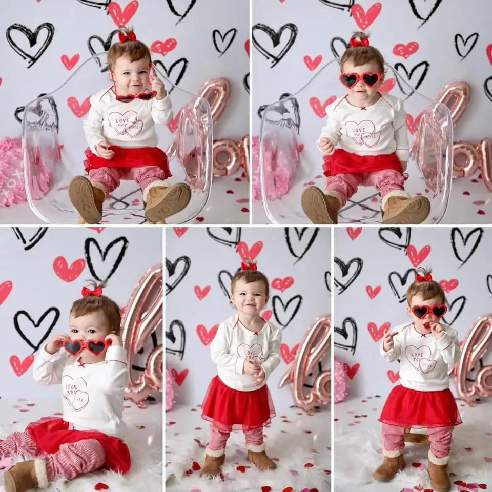 Kate Valentine's Day Red Hearts Backdrop for Photography