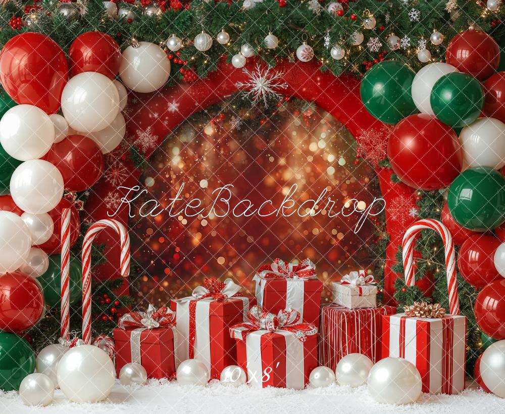 Kate Christmas Balloons Presents Bokeh Fleece Backdrop Designed by Emetselch -UK