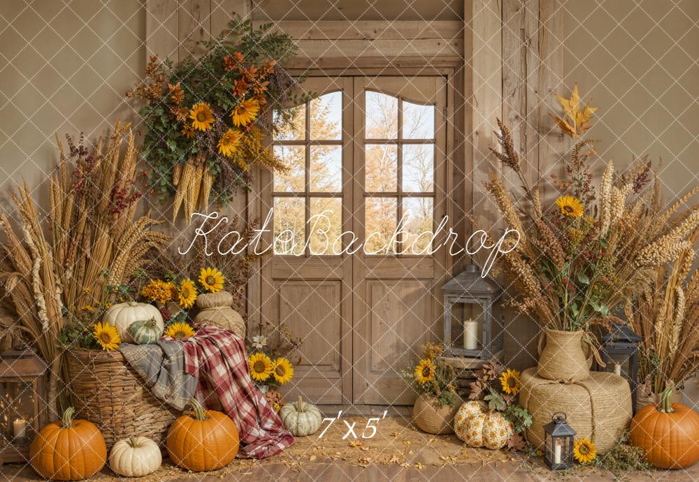 Kate Autumn Pumpkin Rustic Room Backdrop Designed by Emetselch -UK