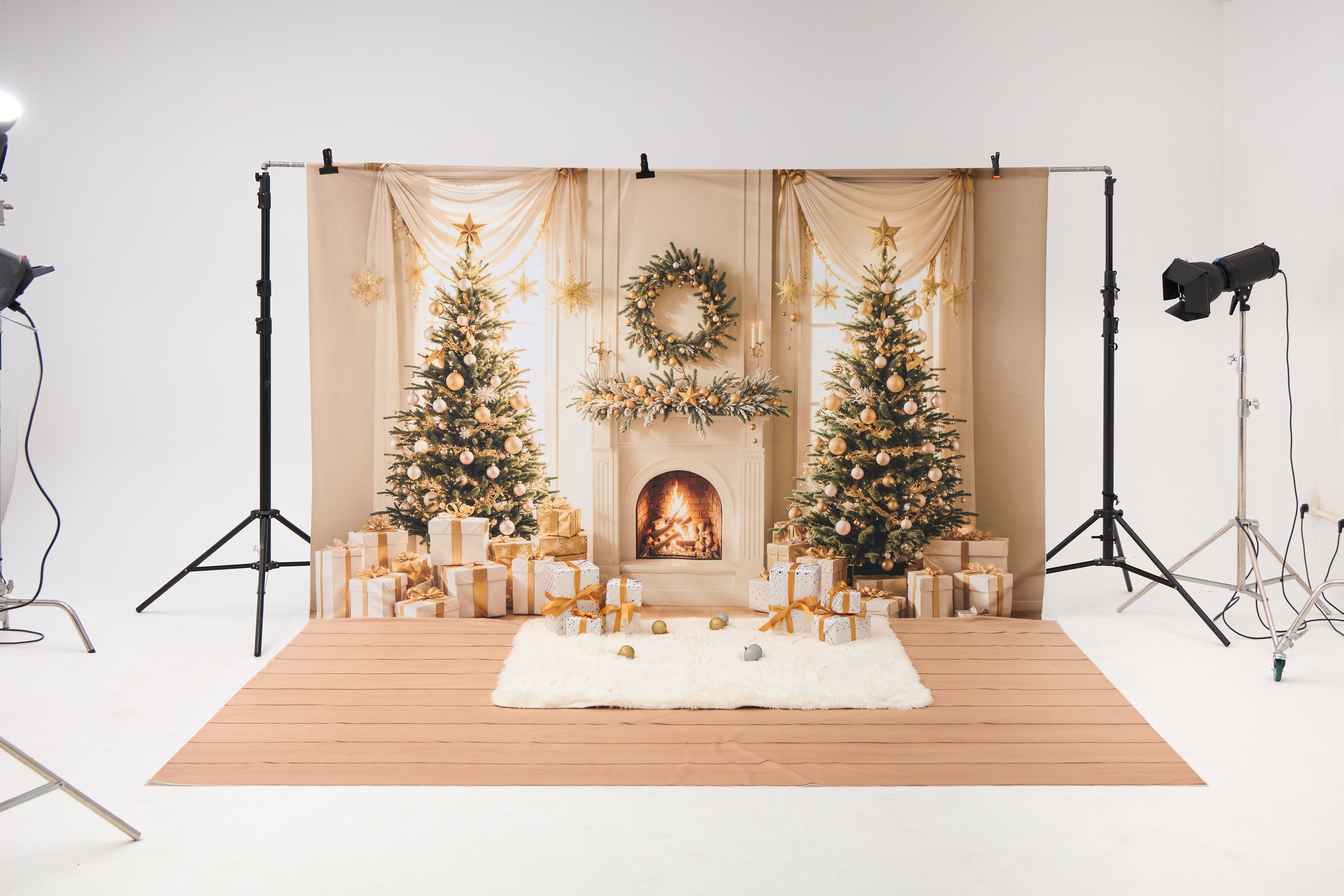 Kate Winter Christmas Tree Gifts Fireplace Photo Kit