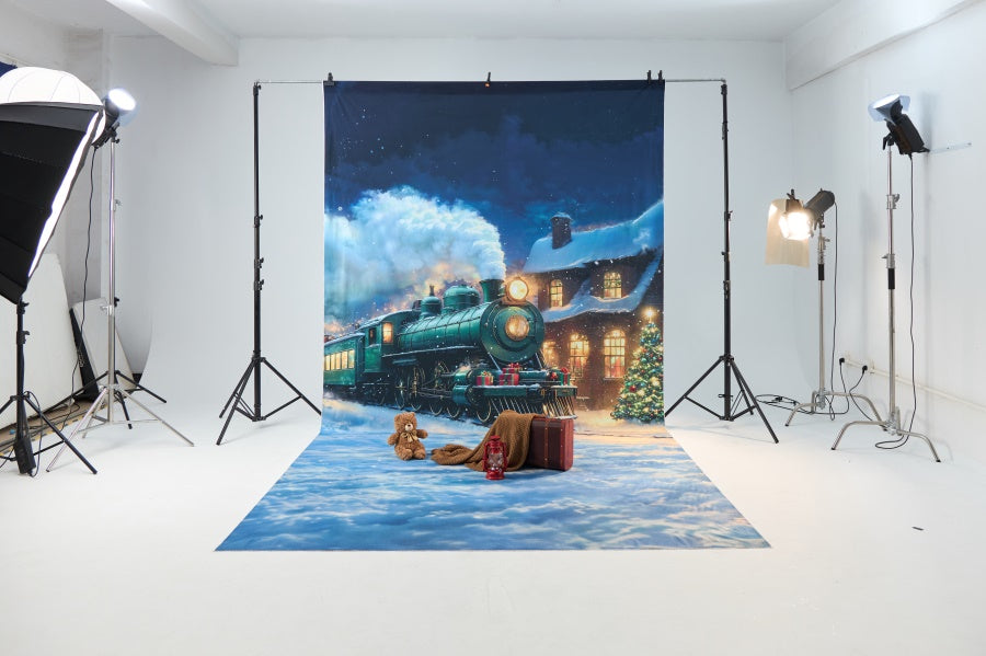 Kate Sweep Christmas Train Winter Snow Backdrop Designed by Chain Photography -UK