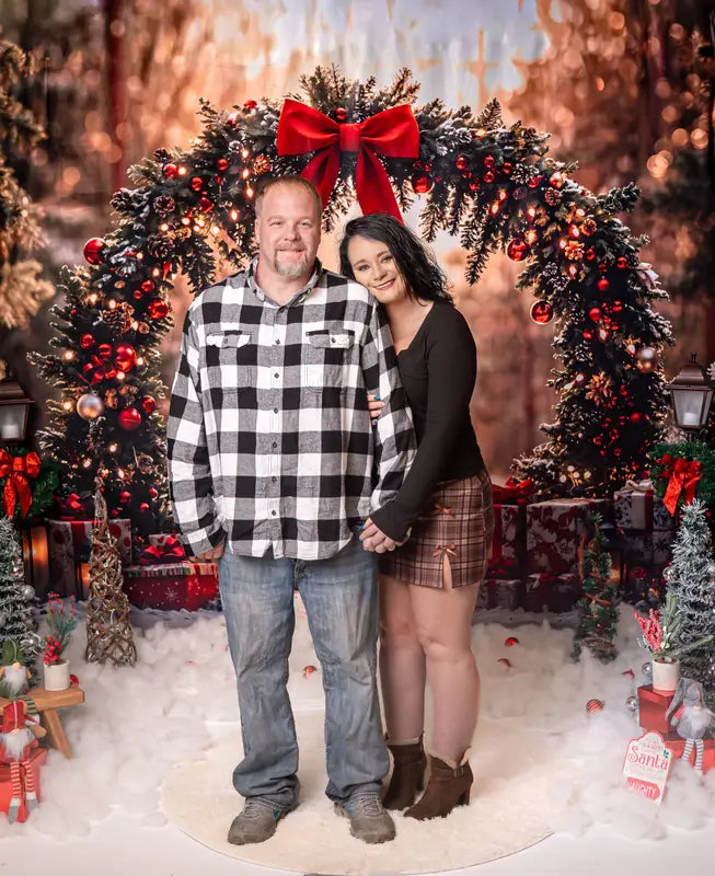 Kate Christmas Arch Bow Forest Gift Backdrop Designed by Emetselch