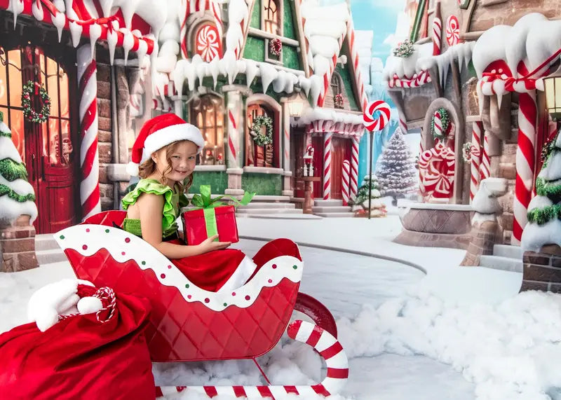 Lightning Deals Kate Winter Christmas Town Backdrop Designed by Emetselch -UK