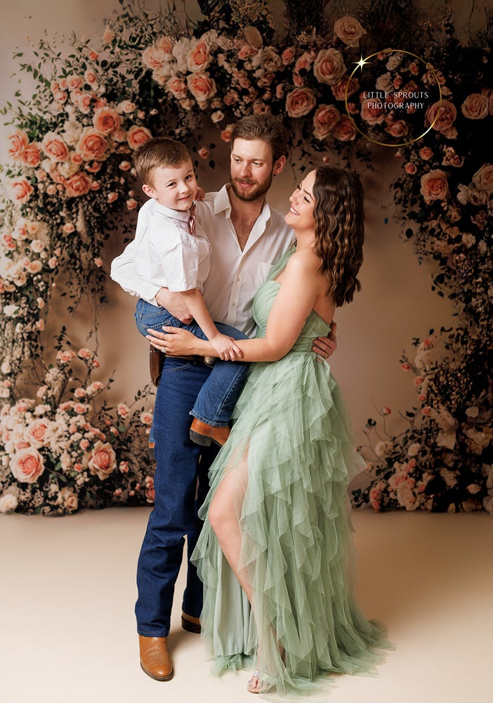 Kate Beige Arched Flower Wall Backdrop Designed by Emetselch