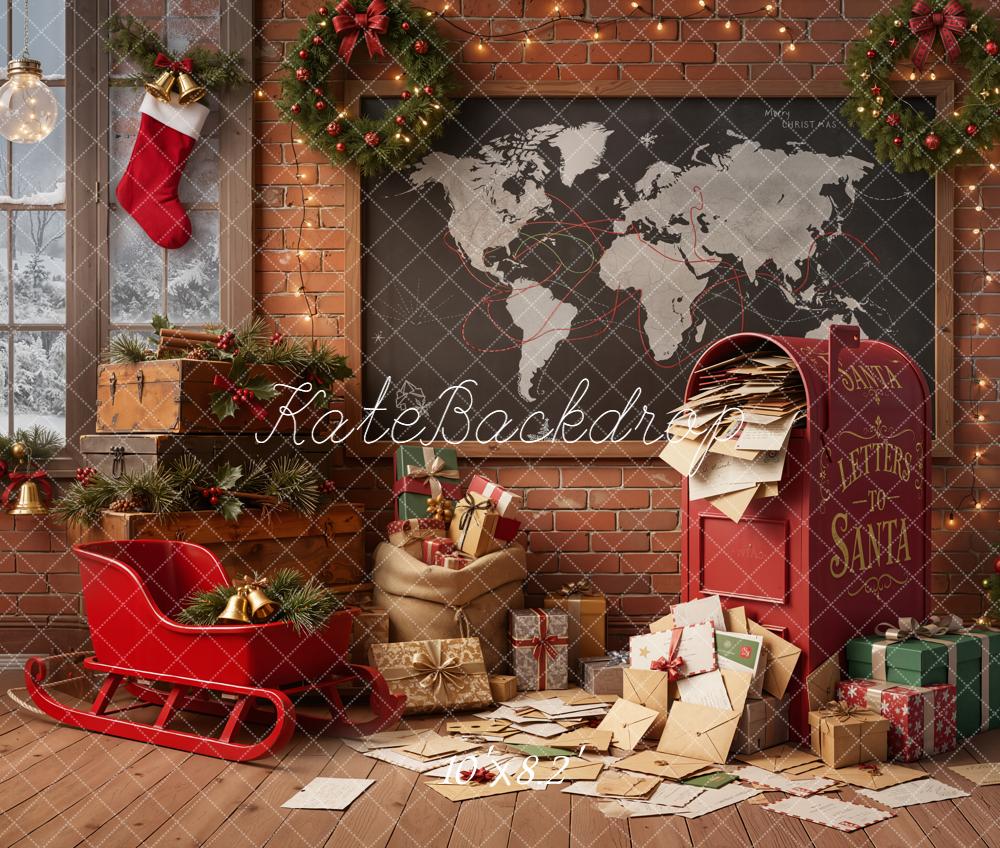 Kate Christmas Letters to Santa Mailbox Fleece Backdrop Designed by Emetselch
