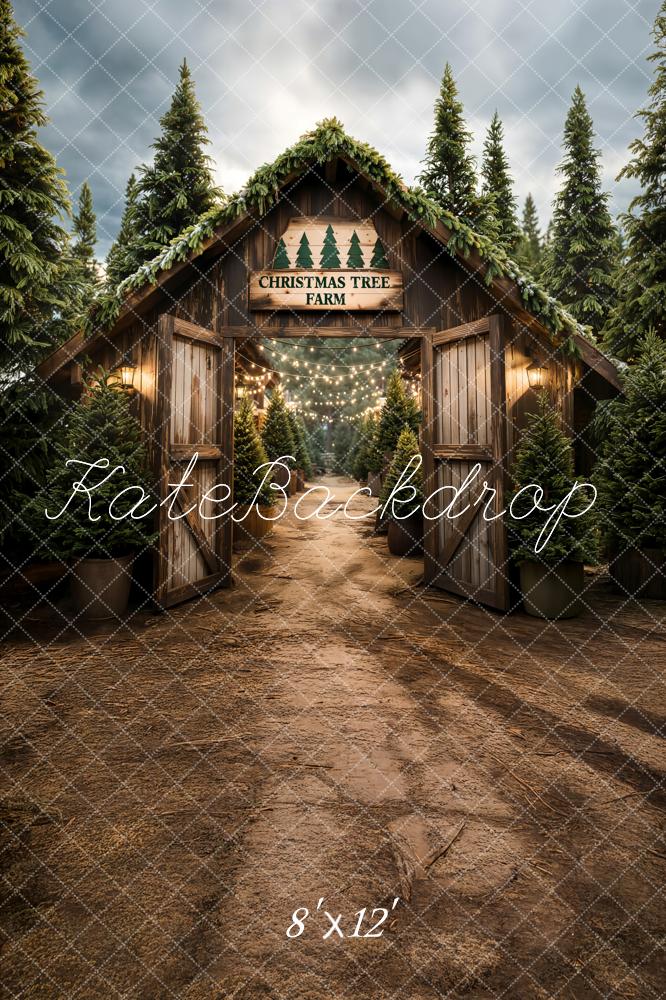 Kate Christmas Tree Farm Forest Barn Fleece Backdrop Designed by Emetselch -UK