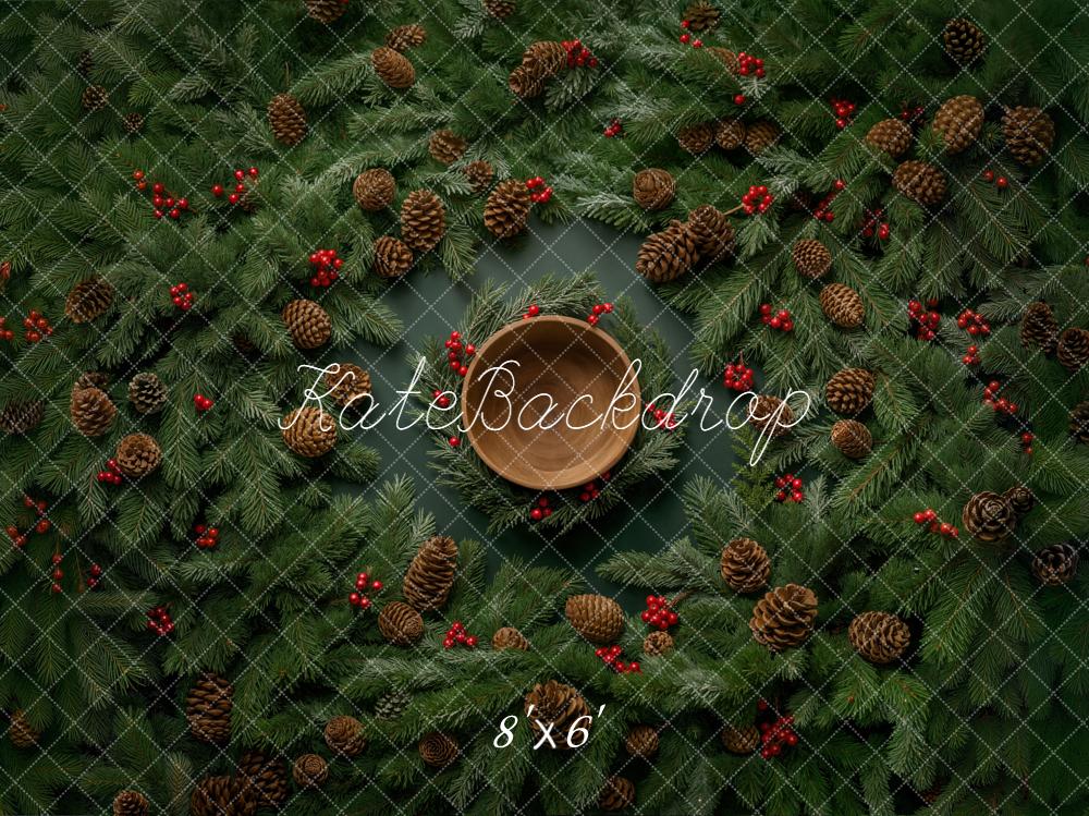 Kate Christmas Wreath Pinecones Bowl Backdrop Designed by Chain Photography