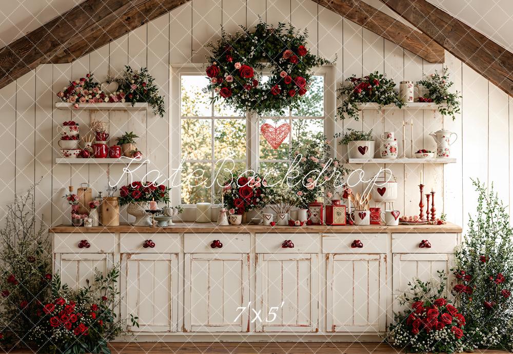 Kate Valentine Rustic Kitchen Floral Decor Backdrop Designed by Emetselch