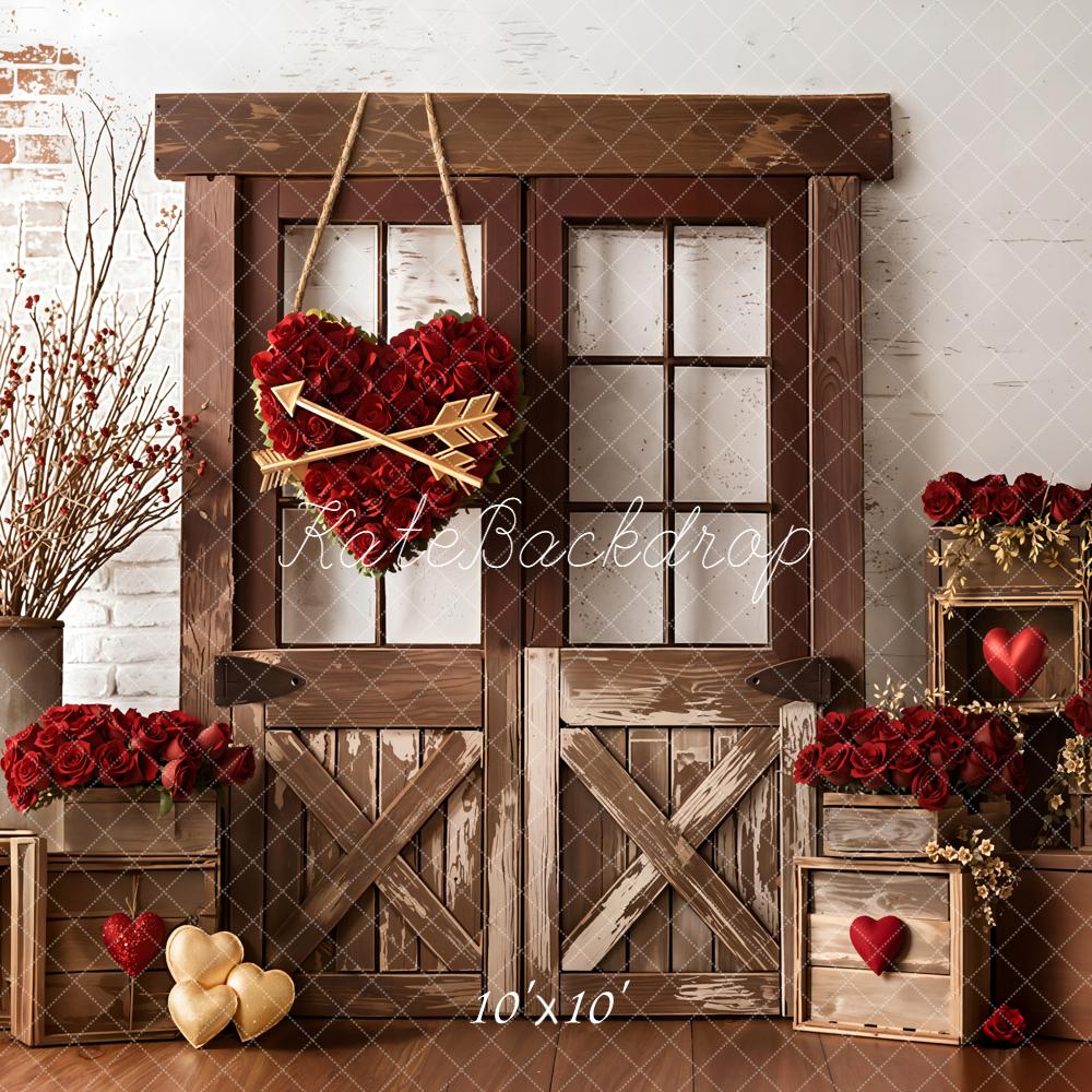 Kate Valentine Heart Crates Red Roses Backdrop Designed by Emetselch
