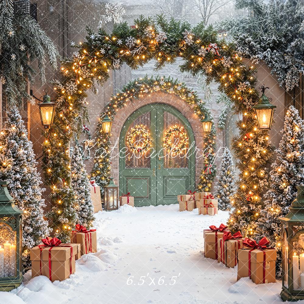 Kate Christmas Archway Wreaths Gifts Snow Backdrop Designed by Emetselch