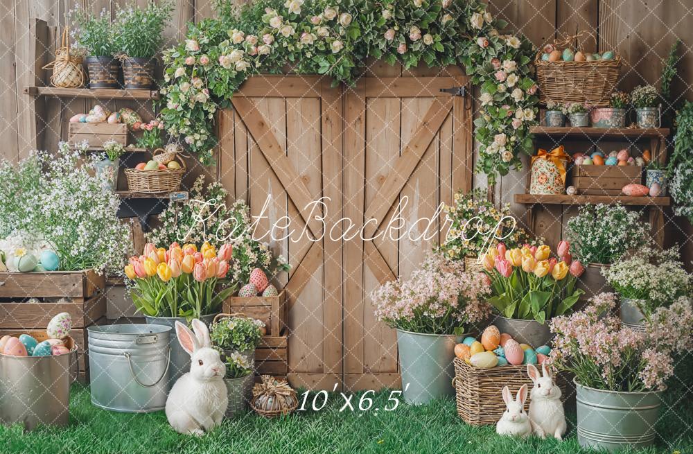 Kate Easter Bunny Eggs Garland Barn Door Backdrop Designed by Emetselch -UK