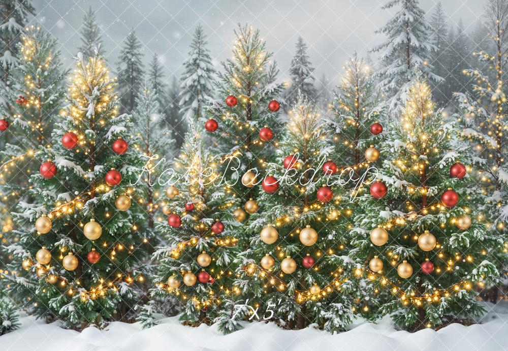 Kate Christmas Snowy Trees Forest Backdrop Designed by Emetselch -UK