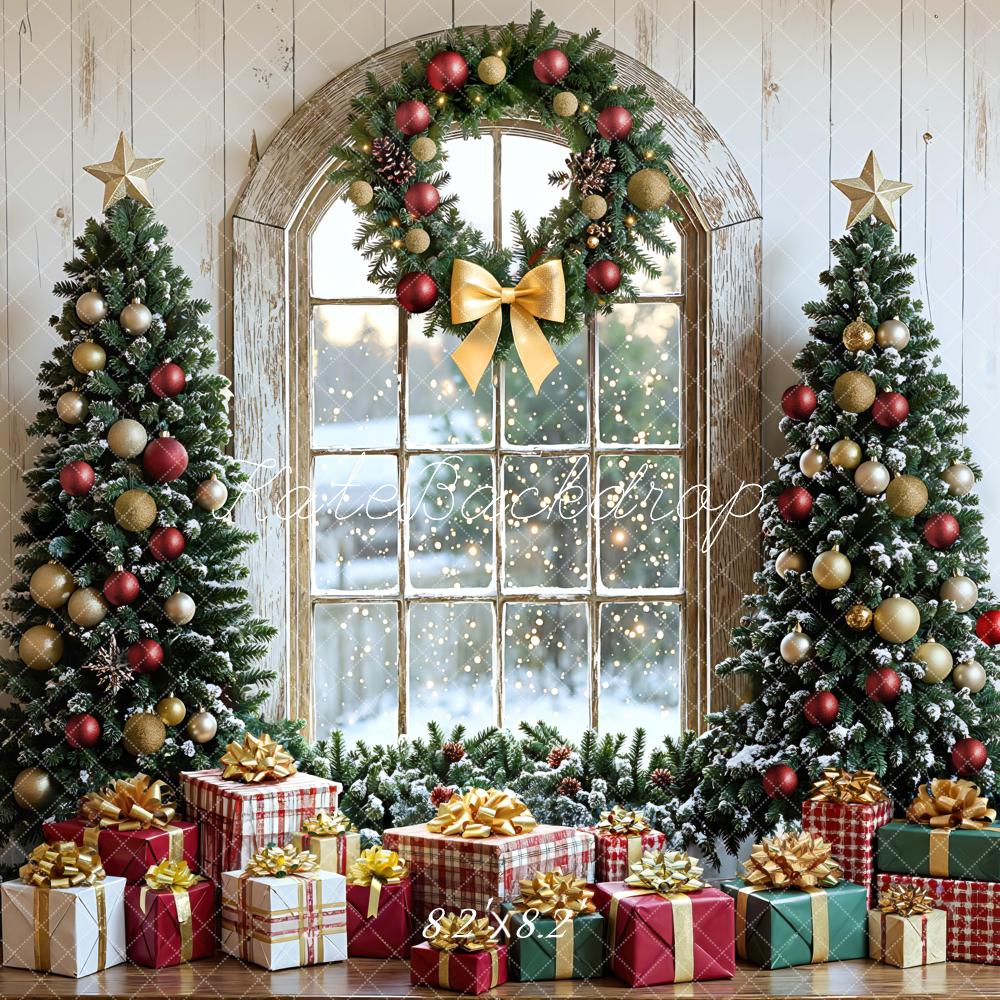 Kate Christmas Trees Wreath Gifts Rustic Window Backdrop Designed by Mini MakeBelieve -UK