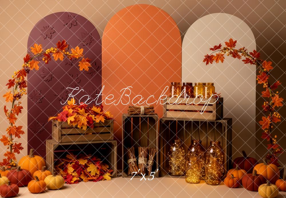 Kate Autumn Pumpkins Leaves Crates Backdrop Designed by Patty Robert