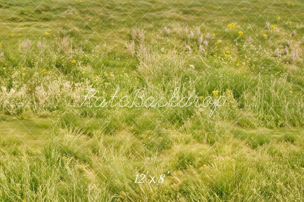 Kate Meadow Grass Green Floor Fleece Backdrop Designed by Emetselch -UK