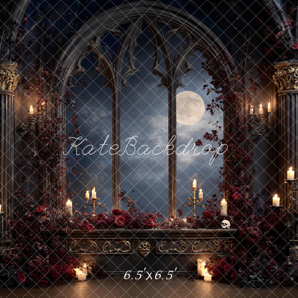 Kate Gothic Castle Window Candles Roses Backdrop Designed by Ashley Paul
