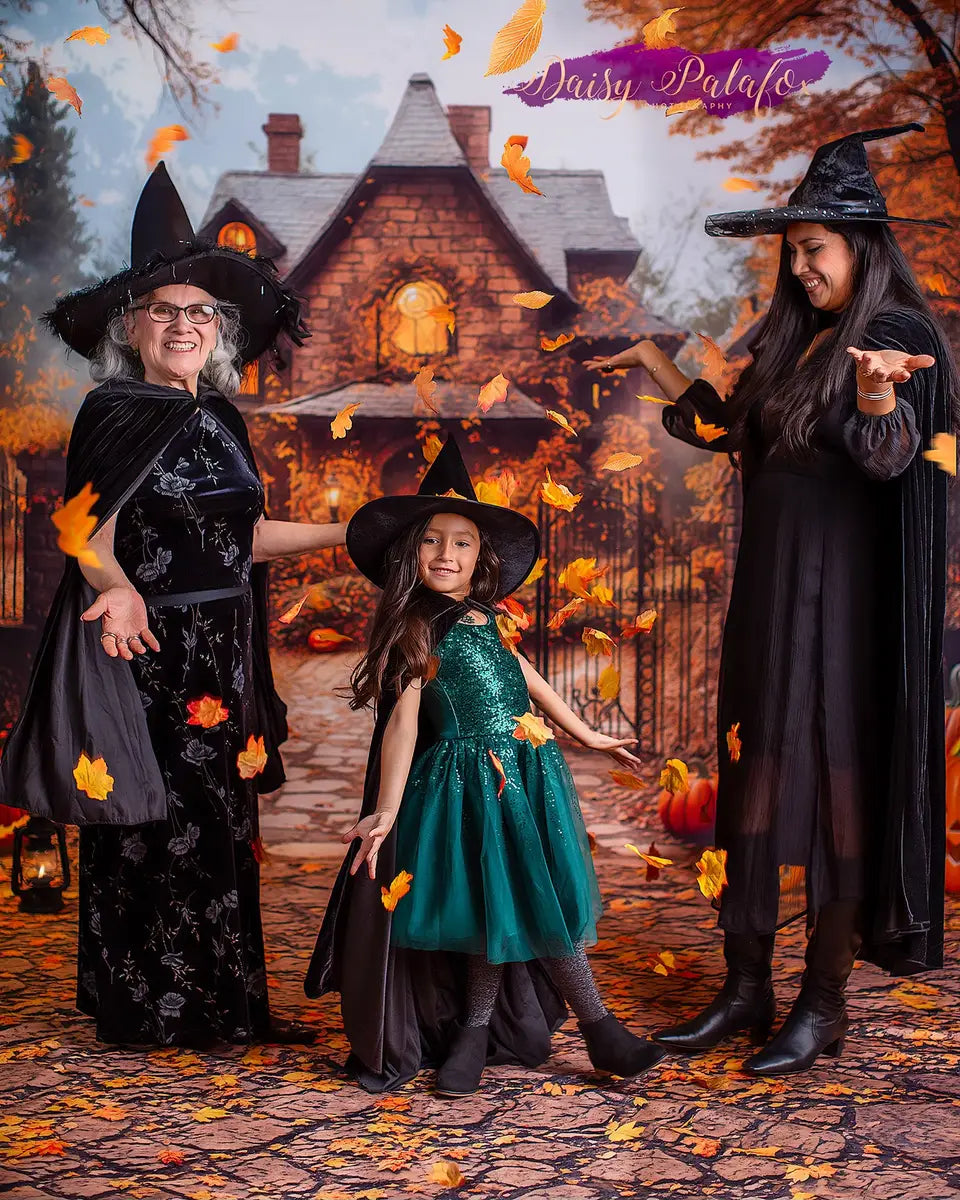 Kate Halloween Autumn House Maple Tree Backdrop Designed by Emetselch -UK
