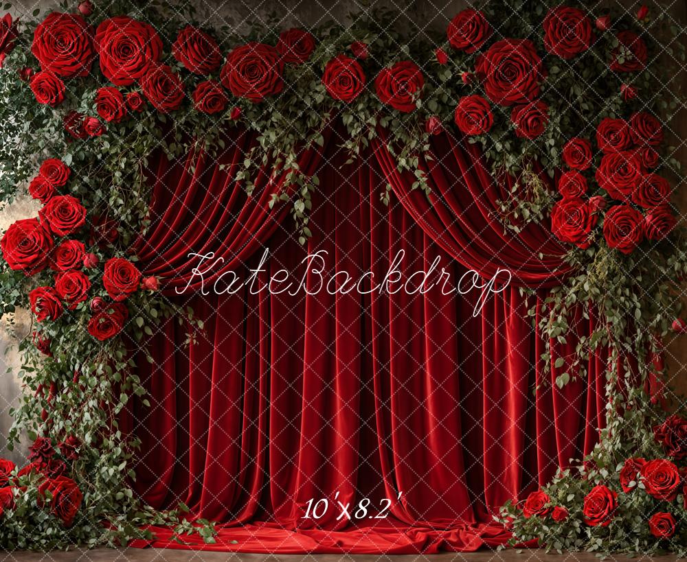 Kate Red Roses Curtain Backdrop Designed by Emetselch