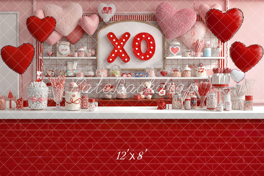 Kate Valentines Candy Shop Hearts Balloons Backdrop Designed by Emetselch -UK