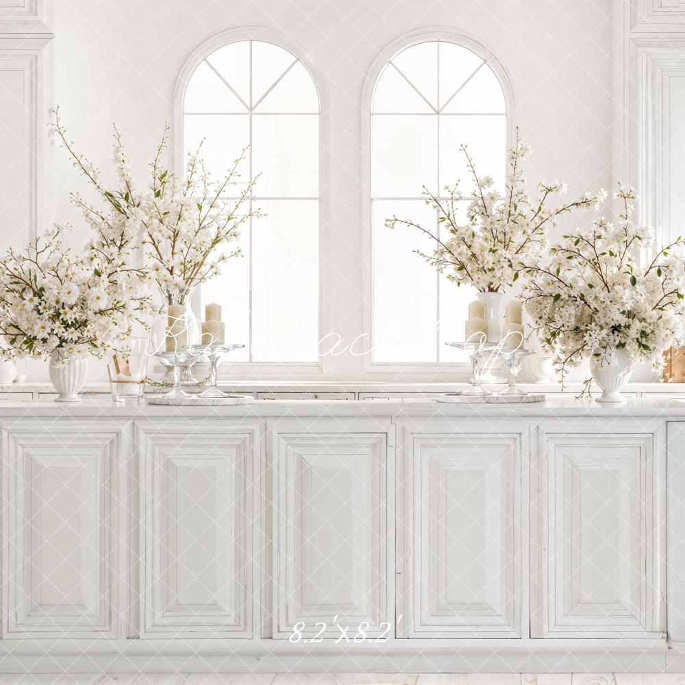 Kate White Kitchen Cabinets Blossom Backdrop Designed by Emetselch