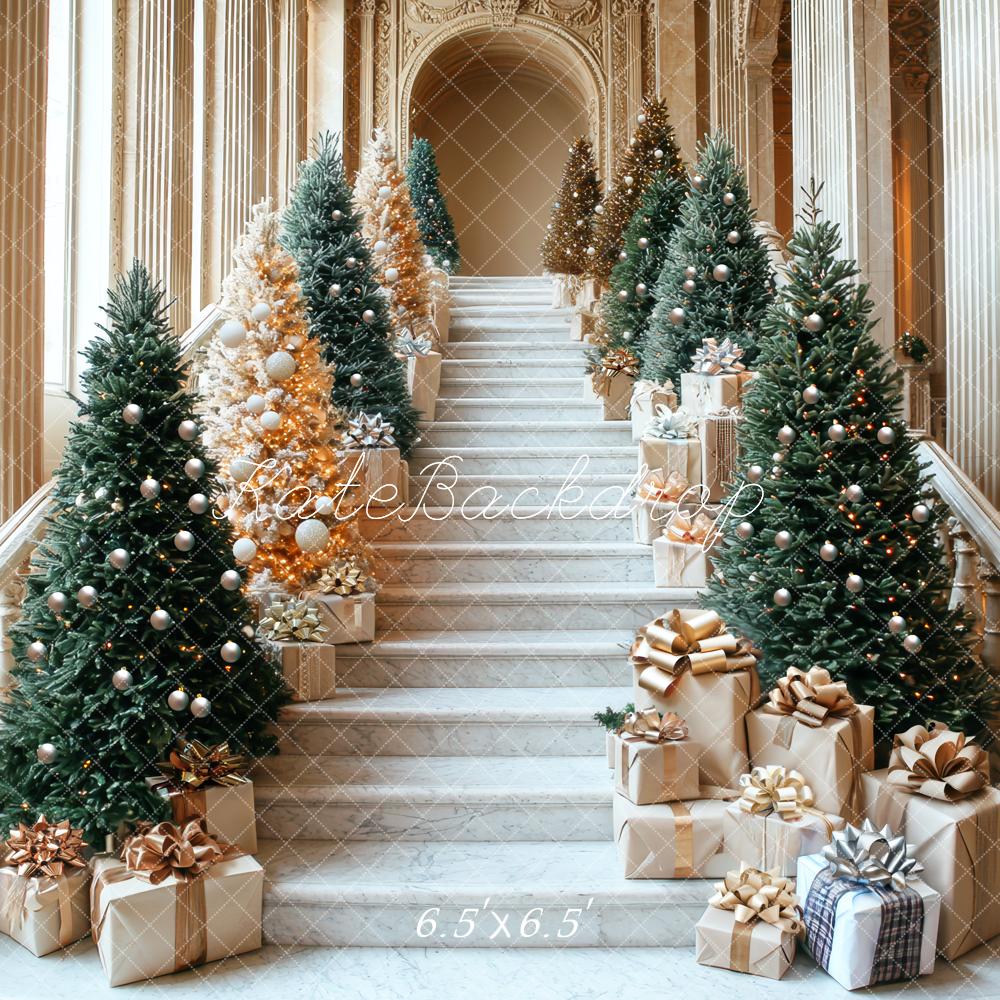 Kate Christmas Cascading Stairs Trees Gifts Backdrop Designed by Mini MakeBelieve -UK