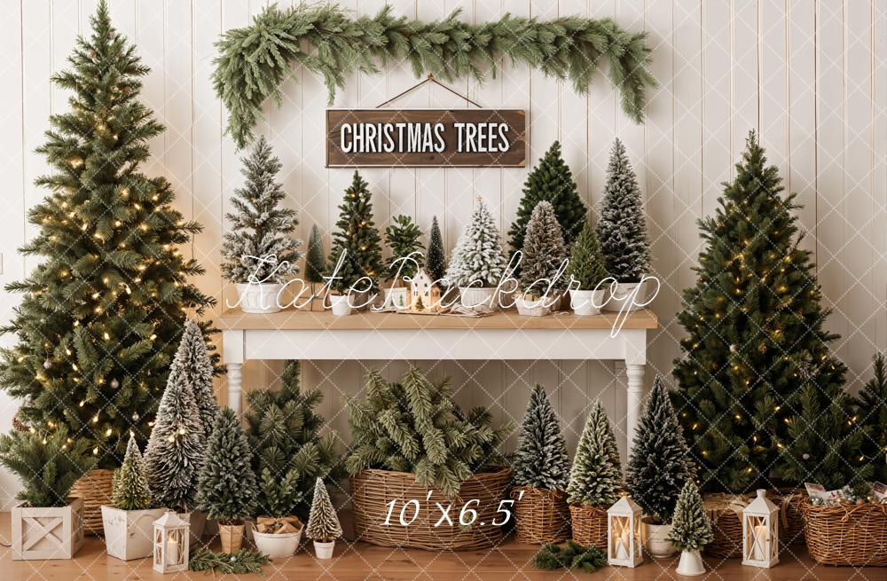 Kate Christmas Trees Garland Fleece Backdrop Designed by Emetselch