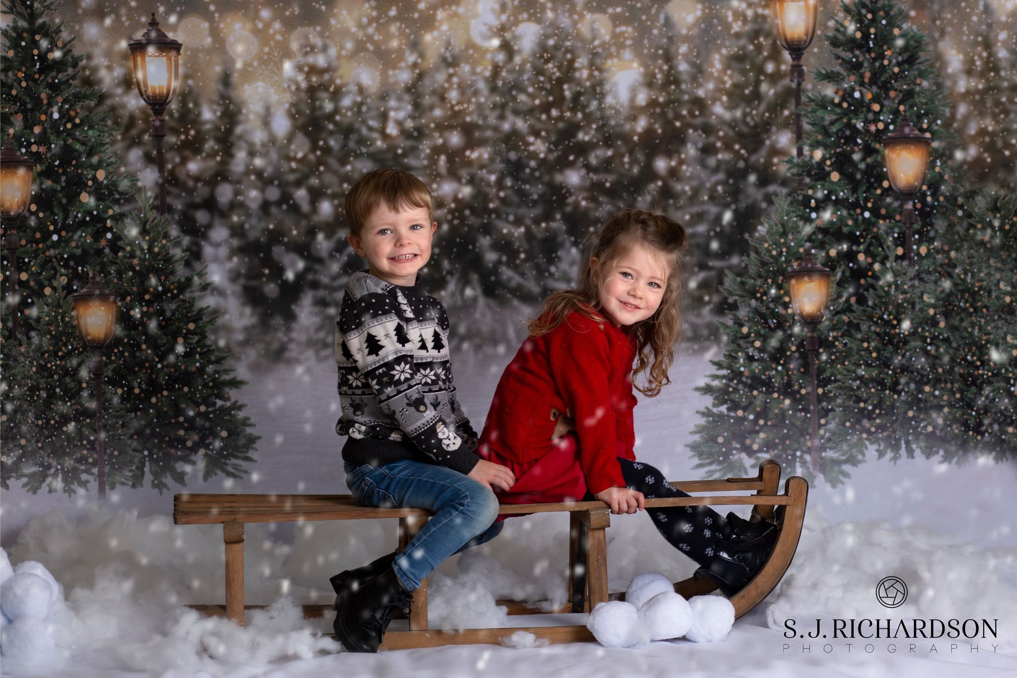 Kate Christmas Snow Forest Lights Fleece Backdrop for Photography