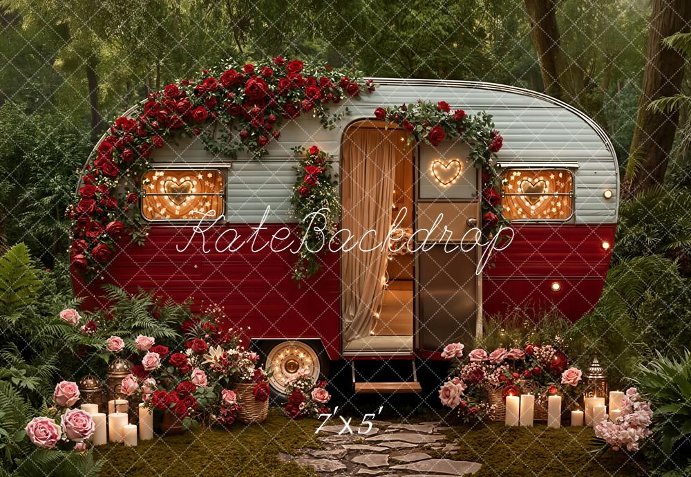 Kate Caravan Roses Fairy Lights Forest Backdrop Designed by Emetselch
