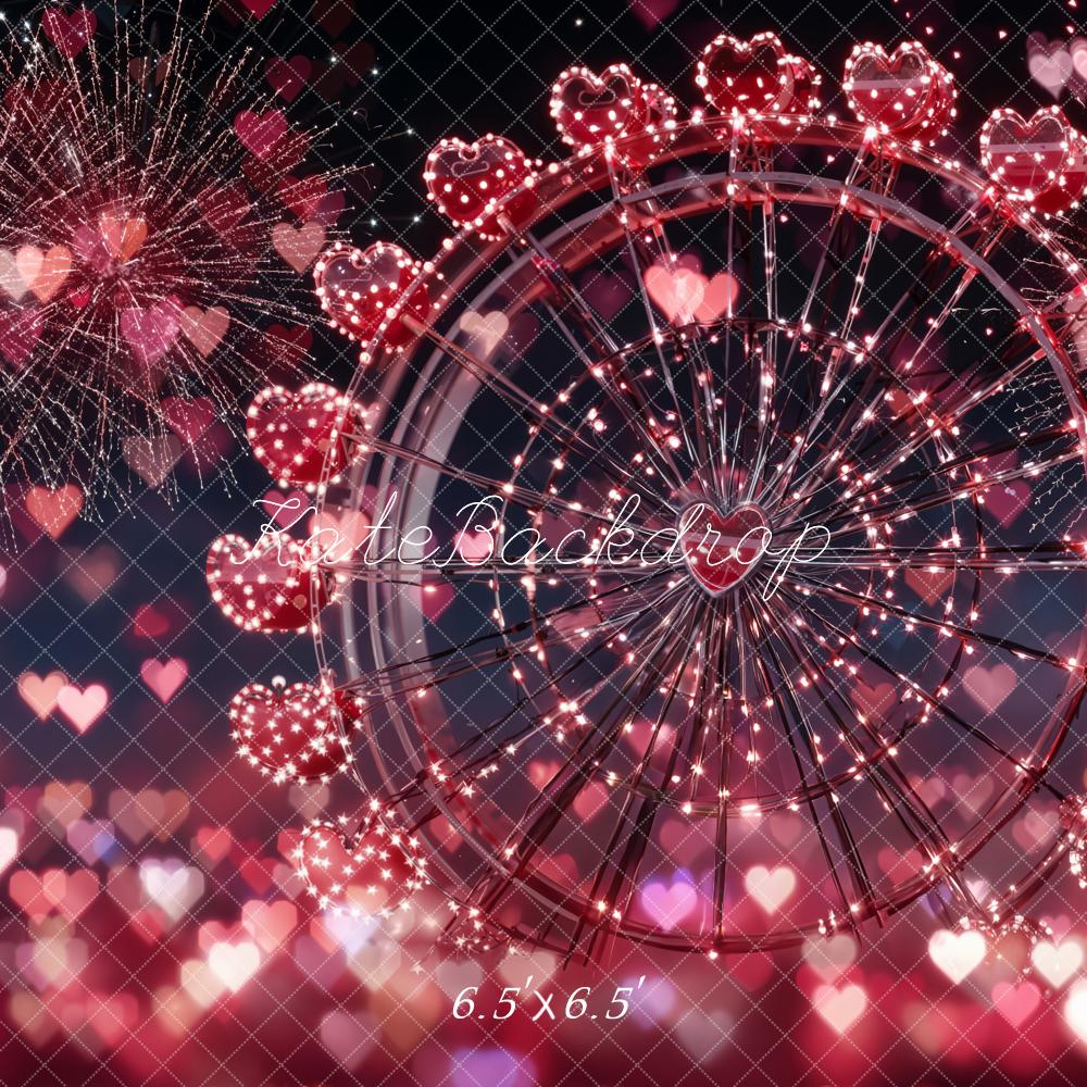 Kate Ferris Wheel Heart Fireworks Pink Backdrop Designed by Emetselch