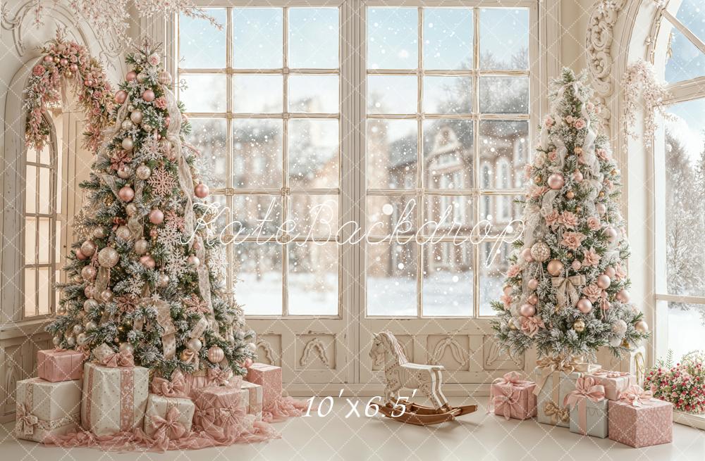Kate Christmas Trees Window Winter Backdrop Designed by Emetselch -UK