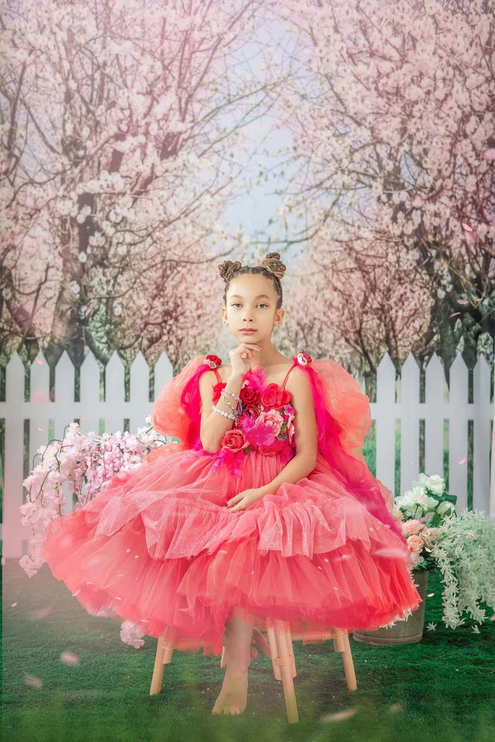 Kate Spring Flower Tree Backdrop Fence Designed by Chain Photography -UK