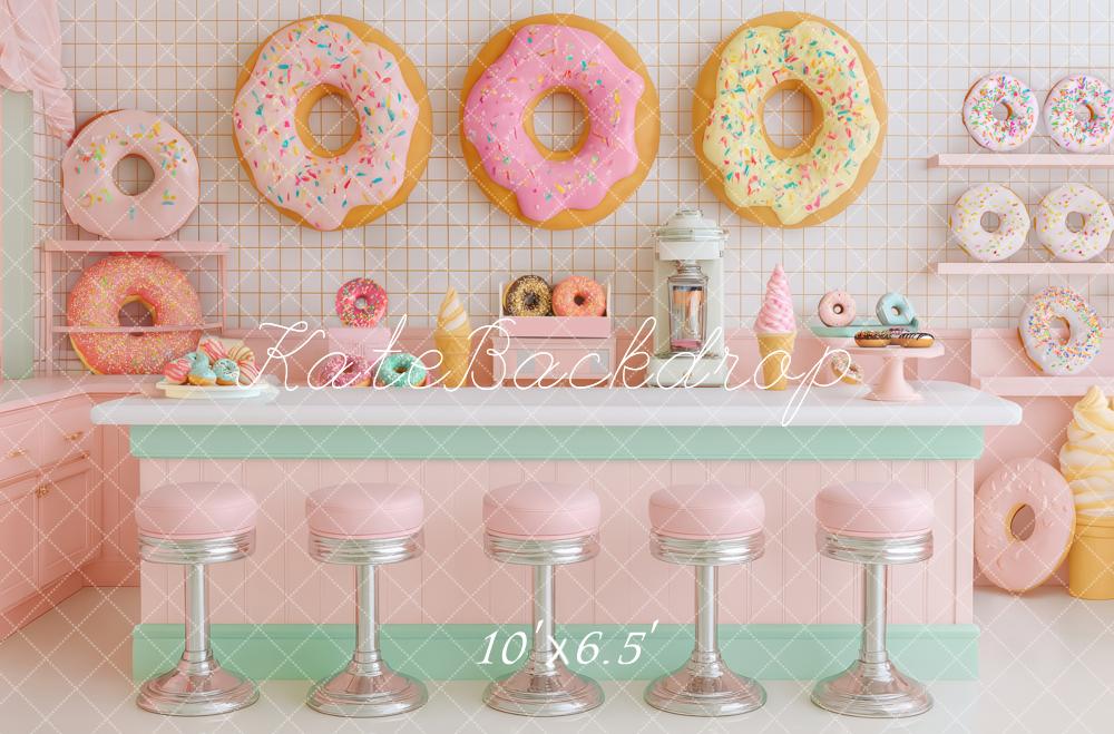 Kate Retro Diner Donuts Pastel Backdrop Designed by Patty Robert -UK